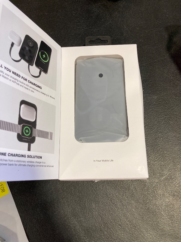 Photo 1 of Foldable Magnetic Power Bank with 2 Built-in USB C Cables, Portable Travel Battery Pack 8000mAh, Compatible with Magsafe Wireless Charger for iPhone 16/15/14/13/12 Pro Max/Plus/Mini/iWatch/AirPods