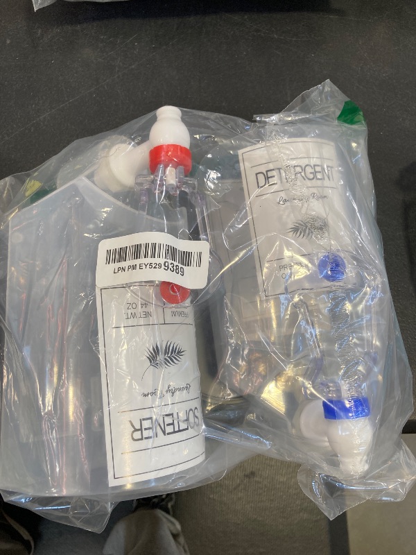 Photo 1 of 2 Pack Laundry Soap Dispenser,Wall Mounted Detergent Dispenser,Fabric Softener Dispenser,Liquid Dispenser with Spigot for Laundry Room Organization and Storage with 4 Removable LabelsMeasuring Cups