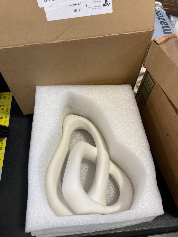 Photo 1 of CEMABT White Ceramic Vase Set - 1 Unique Flower Vases for Centerpieces, Modern Home Decor
