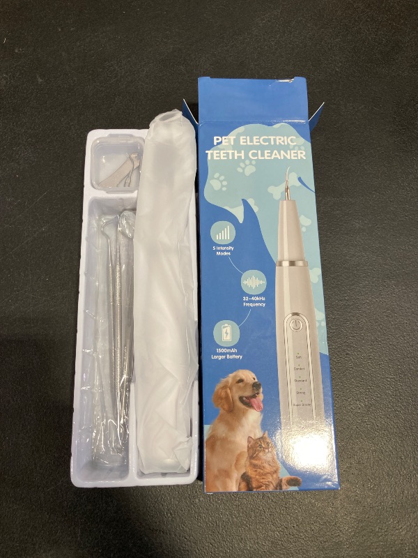 Photo 1 of MIONJO Dog Tartar Remover for Teeth, Plaque Remover with LED Light Teeth Cleaning Kit 5 Modes for Dogs and Cats, White