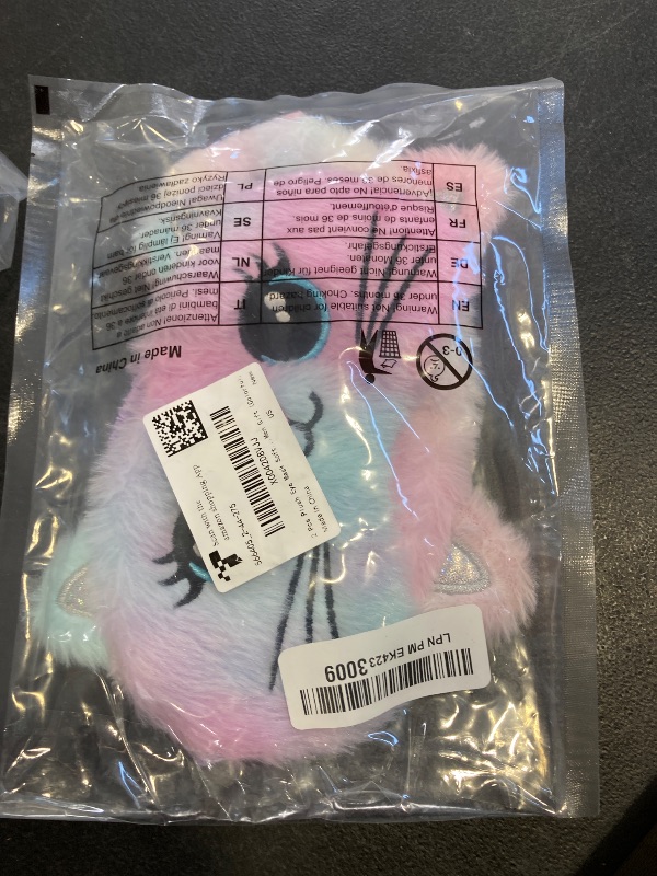 Photo 1 of 2 Pcs Plush Eye Mask Soft Sleeping Blindfold Eye Cover Comfortable Cute Animal Sleeping Mask Satin Nap Night Eyeshade Cover for Women Men Gift (Colorful, Cat Style)