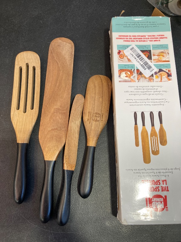 Photo 1 of As Seen on TV, Mad Hungry Spurtle 4pc Set, Acacia Premium Wood Finish, Cooking Utensils For Non Stick Cookware, Baking, Whisking, Smashing, Scooping, Spreading, Serving and More.