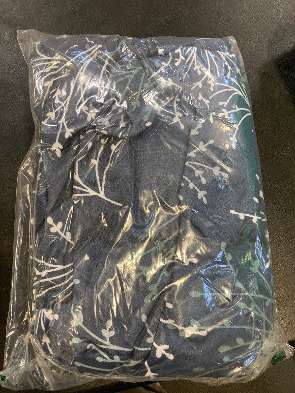 Photo 1 of Lekesky Reversible Duvet Cover King Size, Navy Blue White Branch Comforter Cover King 3pcs Microfiber Botanical Bedding Set with Zipper Closure Corner Ties
