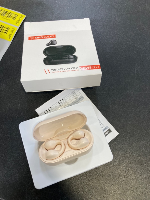 Photo 1 of King Lucky i21 Open Ear Clip On Earbuds Wireless Bluetooth Ear Clip Headphones with Mic, Noise Cancelling, Waterproof IPX4, for Small Ears, Perfect for Running, Sports, and Glasses Wearers (White)