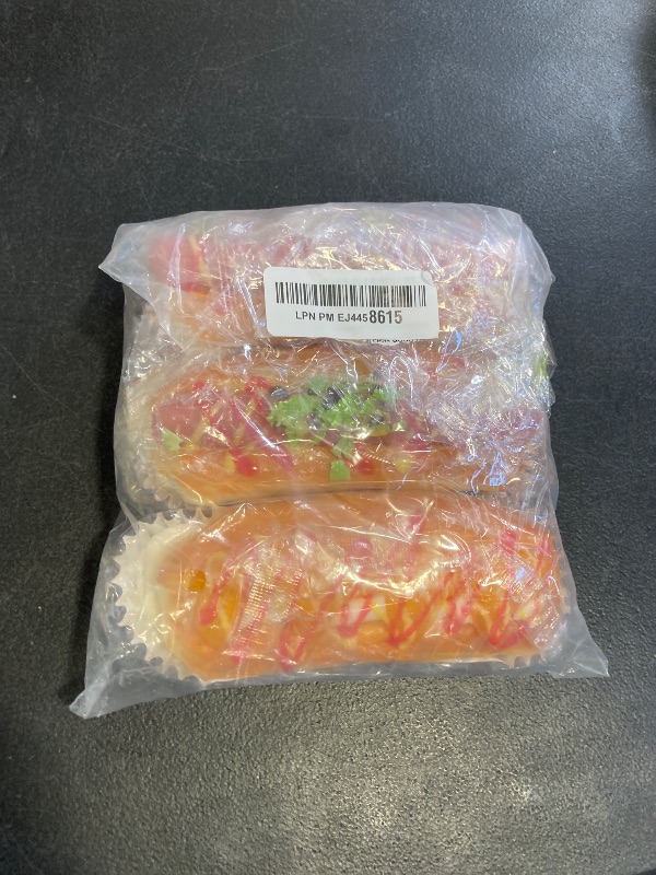 Photo 1 of 3 Pcs Simulation Artificial Hot Dog Bread Fake Realistic Food Bread Decoration Model Kitchen Photo Props