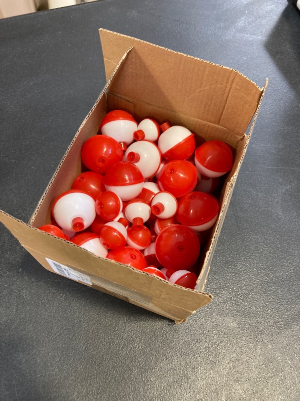 Photo 1 of 60 Pcs Fishing Floats,Hard ABS Fishing Bobber Bulk,Push Button Round Buoy Floats for Fishing Tackle Accessories,1/1.5 Inch