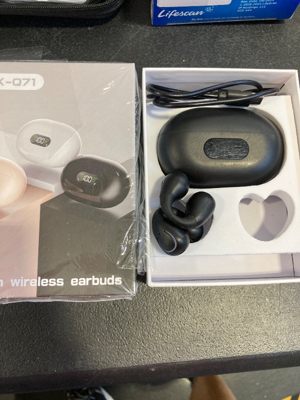 Photo 1 of Open Ear Bone Conduction Headphones,True Wireless Bluetooth 5.3 Lightweight Comfort Clip On Earbuds with LED Digital Display Charging Case Sport Built-in Mic IPX7 Waterproof for Running Fitness,Black