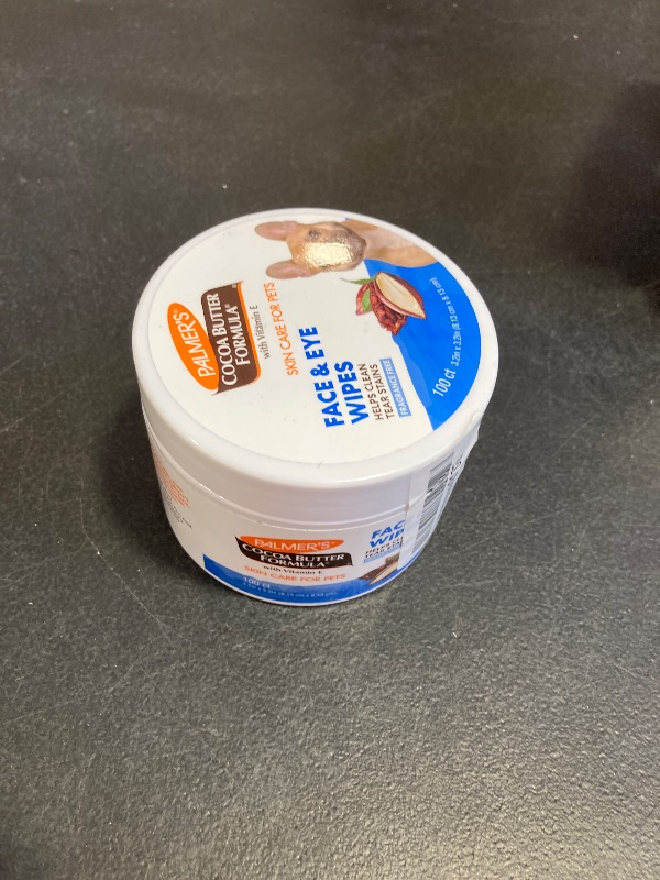 Photo 1 of Palmer's for Pets Face and Eye Wipes with Cocoa Butter and Vitamin E, Dog Eye Cleaning and Care, Specially Fomulated for Dogs, 100ct