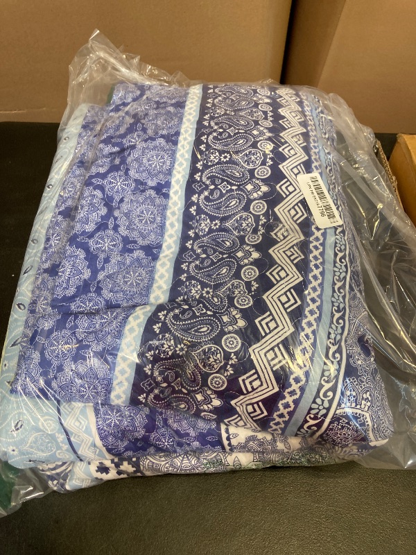 Photo 1 of WONGS BEDDING Boho Quilt Set King Size, Blue Bohemian 3 Pieces Quilt Sets, Lightweight Bedspread Coverlet Bedding Set for All Season (103"x90")