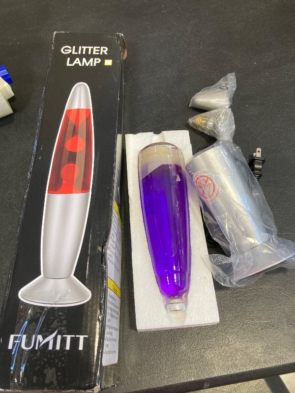Photo 1 of Fumitt 13-inch Liquid Motion Lamp?Wax Flow in Liquid Relaxing Night Light ?Home Decor Living Room Office Bedroom Lamp for Kids,Adults, Teens Christmas Birthday Gift (Purple Liquid,White Wax)