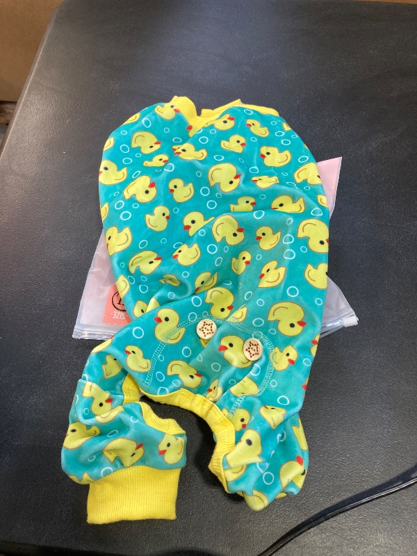 Photo 1 of KYEESE Dog Pajamas Velvet Dog Pajamas Small Sized Dogs Soft Dogs Clothes Pjs with Yellow Ducks Pattern Stretchy Pet Jammies Coat Comfy Pet Onesie Costume, X-Large