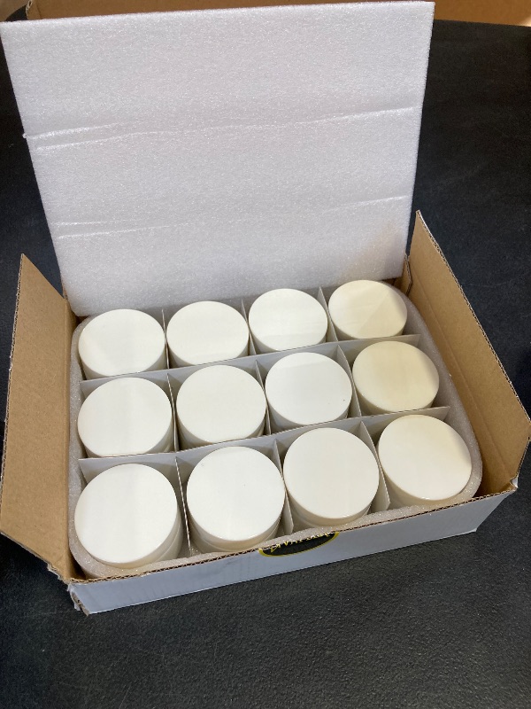 Photo 1 of Vivaplex, 12, 1 oz, Round, Opal, White, Glass Jars, with Inner Liners and white Lids
