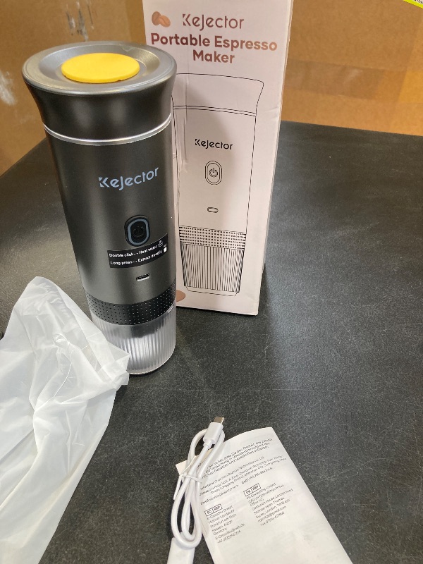 Photo 1 of kejector Portable Coffee Maker Espresso Machine for Travel Nano Car Coffee Maker Compatible with Ground Coffee & NS Capsule for RV, Hiking Camping Office, Travel Espresso Maker Electric Gray