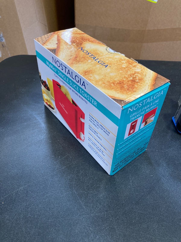 Photo 1 of Nostalgia MyMini Single Slice Toaster | 1.25" Wide Slot, Portion Control, Compact Design, Adjustable Temperature, Cancel, Defrost, and Bagel Button | Removable Crumb Tray | Red