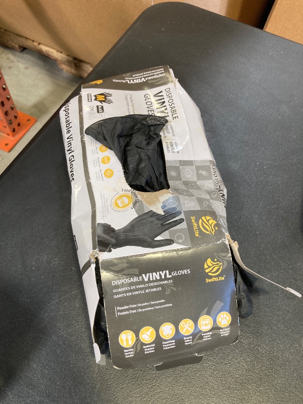 Photo 1 of SWIFTLITE Black Vinyl Gloves, Food Grade Gloves Disposable Latex Free & Powder Free, Guantes for Cleaning Cooking Food Prep (200, Medium)