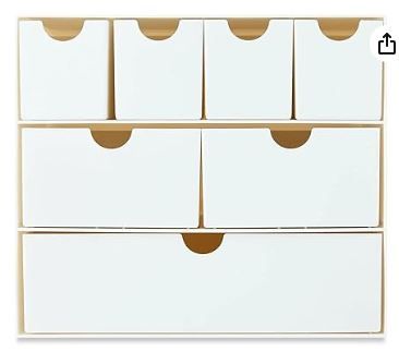 Photo 1 of Desk Organizer Seven Drawers Rectangular Design Easy Storage and Organization Office Desk Accessories for Office Supplies Teaching Supplies School Supplies Plastic Drawers
