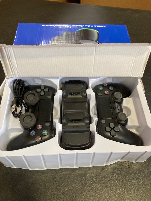 Photo 1 of 2 Pack Controllers with Charging Dock Station for PS4 Controller, Wireless Controller Compatible with PS4/Pro/Slim Consoles, with LED Charging Dock, Black