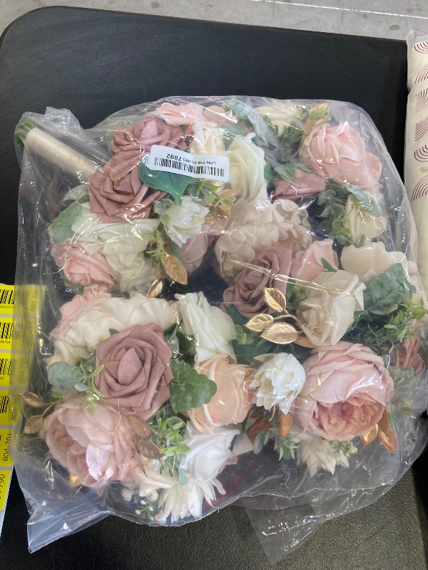 Photo 1 of Ling's Moment Artificial Flowers Pink Bridesmaid Bouquet Set of 4, Dusty Rose Wedding Flowers Bouquets for Bridesmaids, 7 Inch Bridal Bouquets for Bridesmaids, Wedding, Ceremony, Anniversary, etc