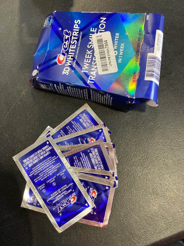 Photo 1 of Crest 3D Whitestrips, 1 Week Smile Transformation, Whitestrips 3D White, Teeth Whitening Strip Kit, 14 Treatments (Each with 1 Upper/1 Lower), 28 Strips