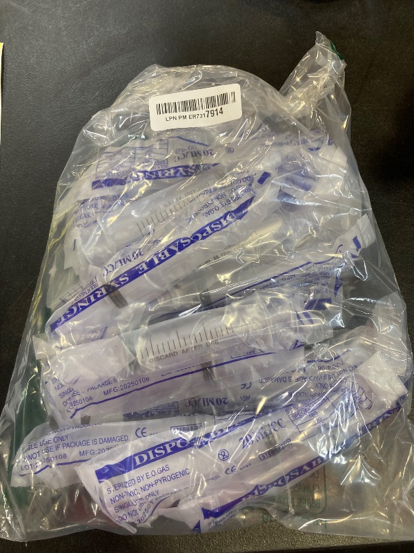 Photo 1 of 20ml Syringe for Liquid,20 Pack Large Plastic Syringes with Adapters and Cap,Individually Sealed Syringe for Feeding,Irrigation Water and Scientific Labs
