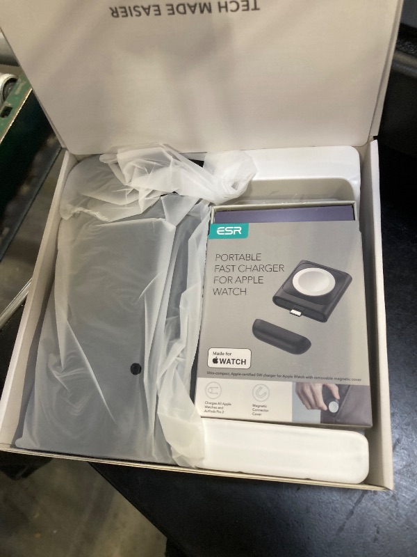 Photo 1 of ESR Qi2 3 in 1 Charging Station for Apple, [Certified] Apple Watch Charger & Qi2 15W MagSafe Charger Stand, Travel Charger for iPhone 17/16/15/14/13/12 Series, Watch & AirPods, Black (Bag Included)