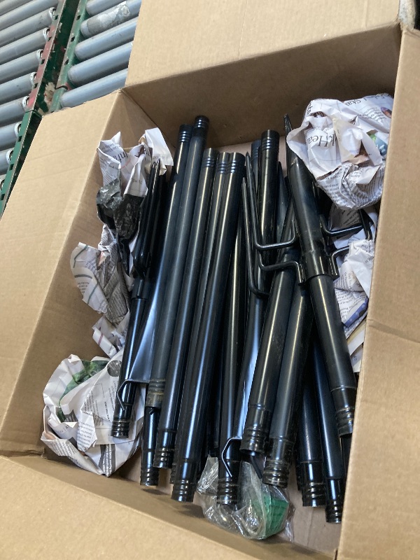 Photo 1 of  Suchtale 8.5FT Poles for String Lights with Forks, 4 Pack Metal Stands with Hooks & 5-Prong Base for Garden, Patio, Fence, Deck, Backyard, Wedding, Black, Built for Tough Environments 