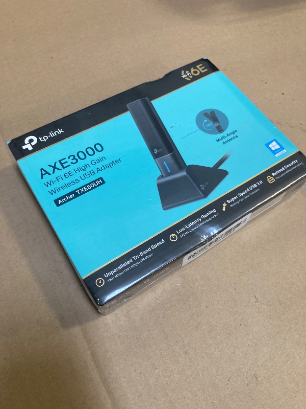 Photo 1 of TP-Link WiFi 6E USB Adapter for Desktop PC - (Archer TXE50UH) AXE3000 Tri-Band Wireless Network Adapter, Ultra-Low Latency, MU-MIMO, OFDMA, Refined Security, WPA3, Supports Windows 11/10**factory sealed