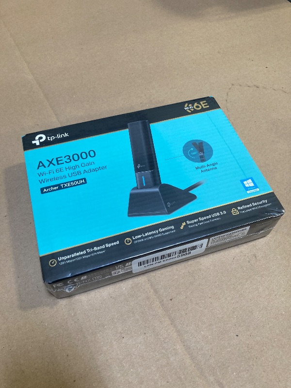 Photo 1 of TP-Link WiFi 6E USB Adapter for Desktop PC - (Archer TXE50UH) AXE3000 Tri-Band Wireless Network Adapter, Ultra-Low Latency, MU-MIMO, OFDMA, Refined Security, WPA3, Supports Windows 11/10**factory sealed