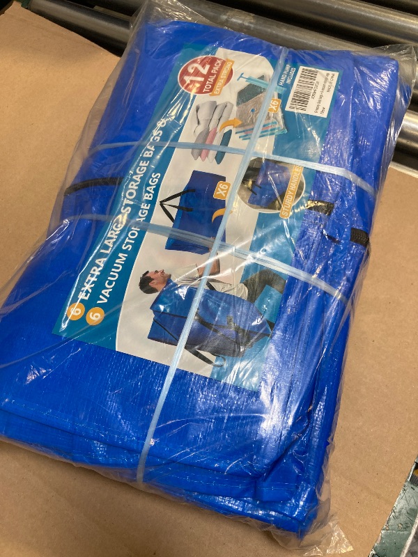 Photo 1 of 12 Pack Heavy Duty Extra Large Moving Bags with Backpack Straps & Large Vacuum Storage Bags Moving Supply Combo, Moving Totes with Handles & Zippers for Space Saving, Fold Flat, Includes Vacuum Bags