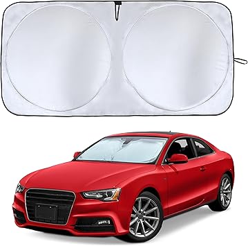 Photo 1 of EcoNour Car Windshield Sunshade | Advanced Light-Blocking Protection | Foldable Sun Shade with Mirror Cut-Out Keeps Your Vehicle Cool | Fit for Cars, Trucks, and SUVs | Small (59 x 29 in)
