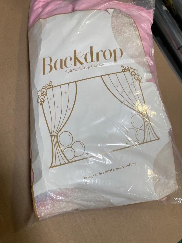 Photo 1 of 10 x 10ft Pink Curtains With Lights String for Valentine's Day Photo Backdrop - Wrinkle-Free Polyester Drapes for Girls Birthday Party, Wedding Reception, Baby Shower - 5 x 10ft 2P