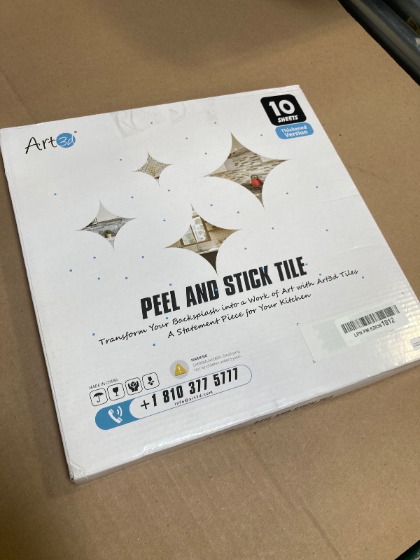 Photo 1 of Art3d Peel and Stick Backsplash Tiles – 12"x12" White Washed Thicker Design, Self-Adhesive Wall Tile for Kitchen & Bathroom