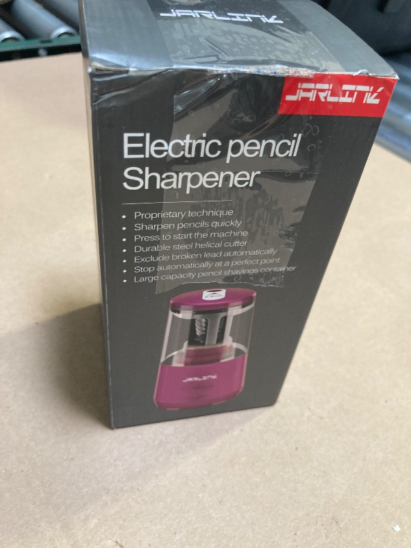 Photo 1 of JARLINK Electric Pencil Sharpener, Heavy-Duty Helical Blade to Fast Sharpen, Auto Stop for No.2/Colored Pencils(6-8mm), AC Adapter/Battery Operated in School Classroom/Office/Home (Purple)