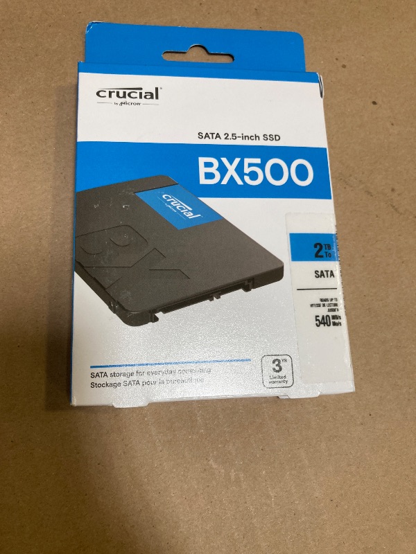 Photo 1 of Crucial BX500 2TB 3D NAND SATA 2.5-Inch Internal SSD, up to 540MB/s - CT2000BX500SSD1, Solid State Drive