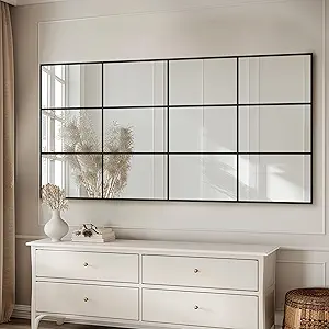 Photo 1 of  Decorative Mirrors for Wall Decor,  Decorative Wall Mirror Black Window Mirrors Wall Mounted Decorative Mirror for Living Room Dining Room Hallway Entryway?Black,Retro Rect Style
