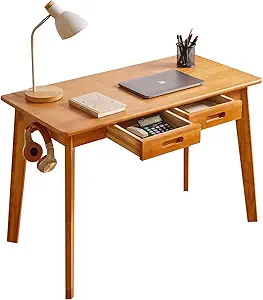 Photo 1 of Wood Writing Desk with Drawer and Hanging Rod, Small Computer Desk Table, 39x20x30inch Work Desk, Study Desk, Small Wooden Dining Table Cherry Wood Color YD-WD01N