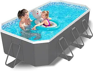 Photo 1 of 122" Non-Inflatable Foldable Swimming Pool for Family, Portable Above Ground Pool for Adults & Kids, Easy Setup for Outdoor, Backyard, Garden, Camping - Durable PVC(122"×65"×20", Pro)