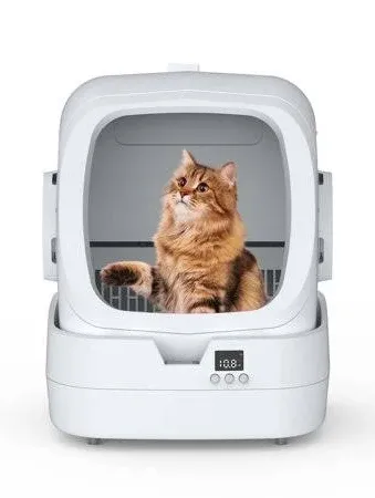 Photo 1 of Automatic Cat Litter Box Self Cleaning - APP Control and Weight Monitoring - Ultra-Quiet, Suitable for Medium Cats and Kittens, Safe Anti-Pinch Litter Box (Assembly Required) -White