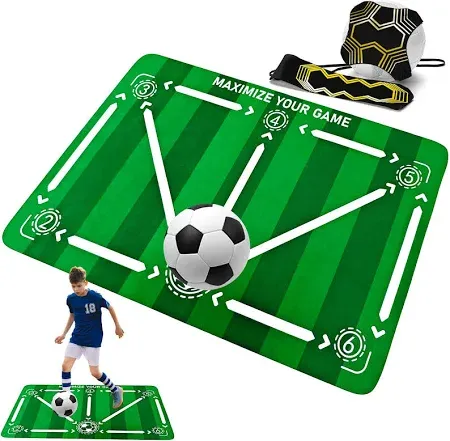 Photo 1 of Soccer Training Mat with Adjustable Soccer Trainer - Non-Slip Soccer Training