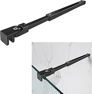 Photo 1 of Shower Door Support Bar, Wall-to-Glass Support Arm 500-850mm Long to Fix Frameless Glass Panel, Suitable for 5/16"(8mm) to 3/8"(10mm) Thick Glass Door, Matte Black