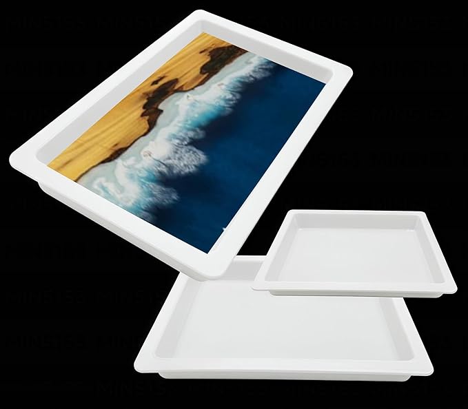 Photo 1 of 3pcs Epoxy Table Molds 31 * 19 inch - 15.7x9.8 inch - 11.4x7.5 inch, Large Rectangular Epoxy Resin Molds, Tray Resin Molds, Epoxy Deep Molds for Tables, Cutting Boards, DIY Art Resin