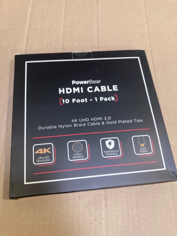 Photo 1 of PowerBear 4K HDMI Cable 10 ft | High Speed Hdmi Cables, Braided Nylon & Gold Connectors, 4K @ 60Hz, Ultra HD, 2K, 1080P, ARC & CL3 Rated | for Laptop, Monitor, PS5, PS4, Xbox One, Fire TV, & More