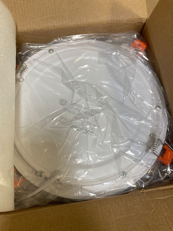 Photo 1 of JARLSTAR 8 Inch LED Recessed Light with Junction Box, 8Pack Ultra Thin LED Recessed Lighting.6000K Daylight, No Dimmable,18W 8" Recessed Ceiling Canless Wafer Downlight.Slim Can-Killer Lights,CRI80+