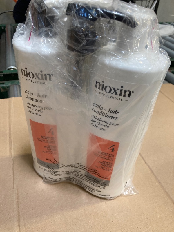 Photo 1 of Nioxin System 4 Shampoo & Conditioner Prepack | For Color or Damaged Hair with Progressed Thinning | With Niacinamide and Biotin | Pumps Included | 33.8 Fl oz.