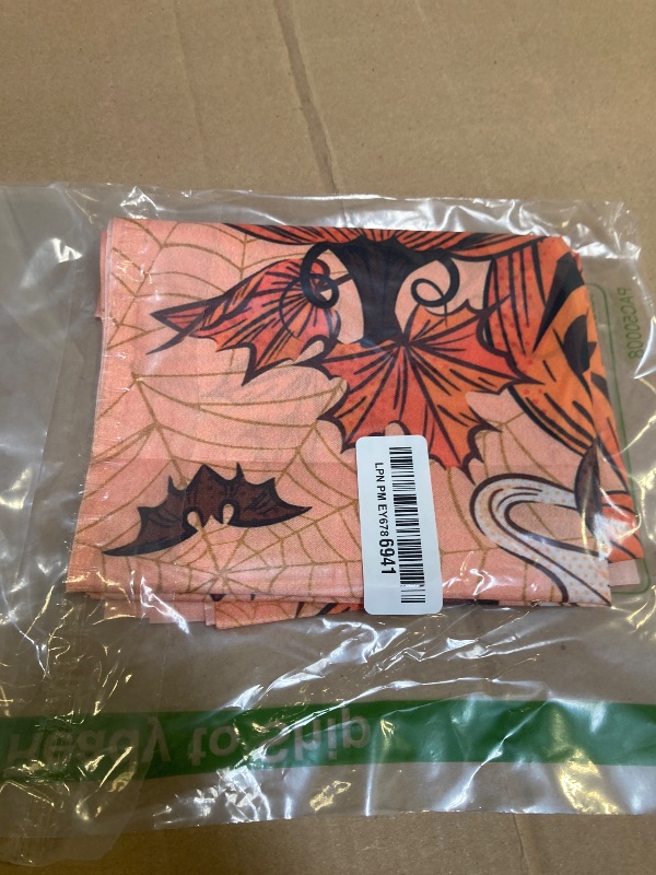 Photo 1 of OHOME Halloween Decorations - Waterproof Table Runner for Indoor Outdoor | Halloween Pumpkins Leaves Ghost Bats Table Decor of Party Favors Supplies Backdrop Tablecloth for Home Office Kitchen