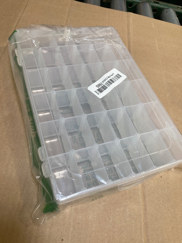 Photo 1 of OUTUXED 36 Grids Clear Plastic Organizer Box with Adjustable Compartment Dividers Rock Collection Box for Bead, Nails, Jewelry, Art, DIY Crafts, Fishing Tackle, Small Items Organizers and Storage
