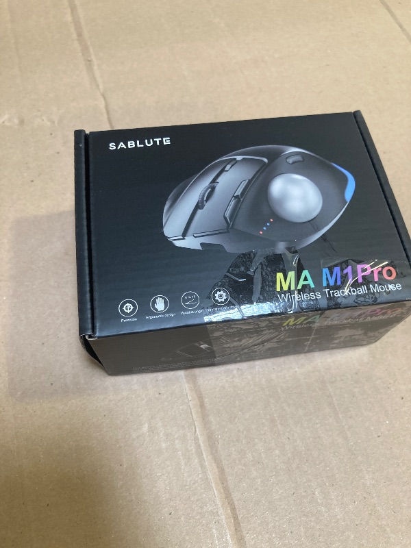 Photo 1 of SABLUTE Wireless Trackball Mouse, Ergonomic Bluetooth Rechargeable Computer Mouse, Backlit Rollerball Thumb Laptop mice with 5 Level DPI, Adjustable Angle, 3 Devices Connection for PC, Mac, Windows