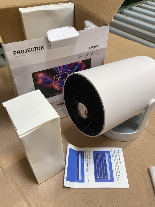 Photo 1 of ?Electric Focus?Mini Portable Projector with 4K Support, Bluetooth 5.4 WIFI6, 5watt Sound Base Speaker, 260 ANSI, Android 11, 210° Rotation , Auto Keystone Correction Video Projector HY300 PLUS