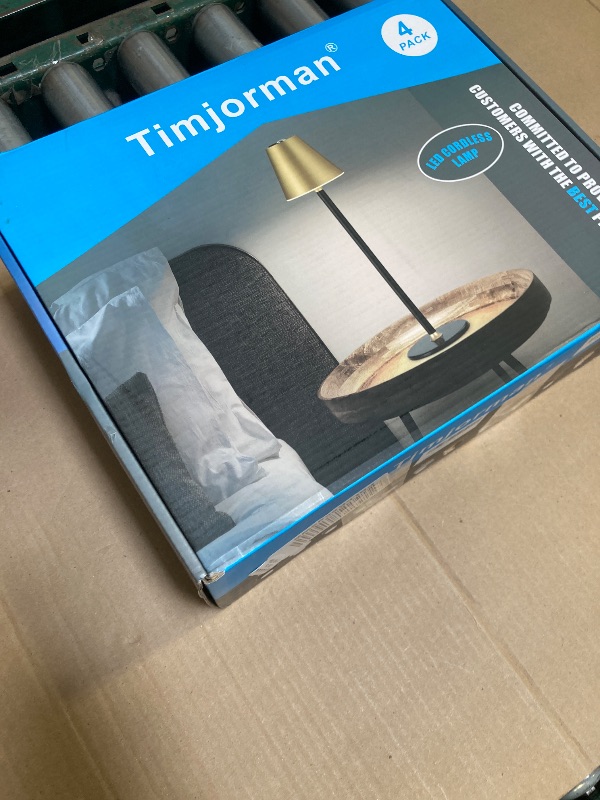 Photo 1 of Timjorman LED CordlessTable Lamp,4000mAh Rechargeable Battery Desk lamp,3 Level Brightness Beside Night Light, Minimalist Design, for Couple Dinner/Coffee Table/Restaurant/Bedroom(Gold&Black 4PACK)