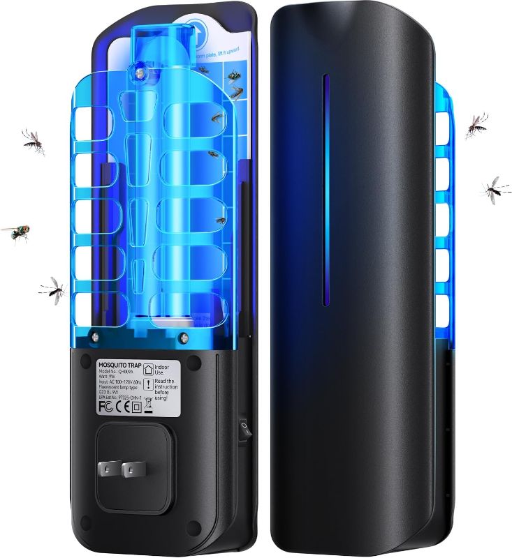 Photo 1 of Flying Insect Trap Plug in Mosquito Bug Zapper Indoor Gnat Moth Catcher with 9W Night UV Light, 10 Sticky Glue Board Refills for Home Office Black